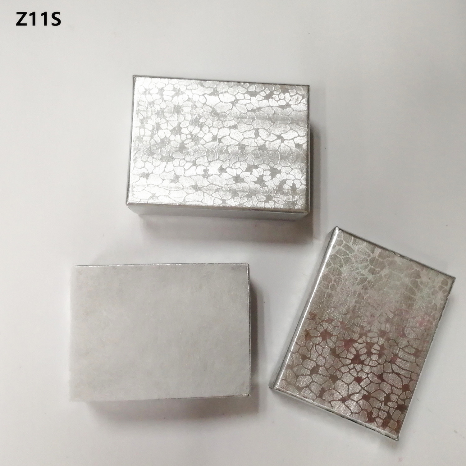 #11 Size1.86x1.23x3/5”  Silver Foil Cardboard Cotton Filled Paper Boxes