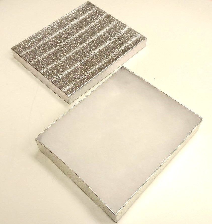 #65 Silver Linen Textured Two-Piece Jewelry Boxes