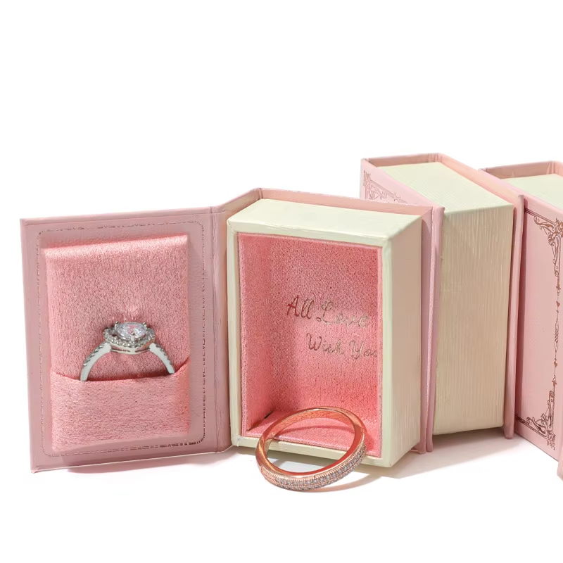 Mini Book Shaped Box Paper Gift Box Packaging Magnetic Jewelry Box for Small Business