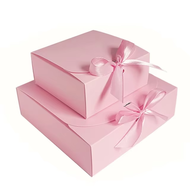 Ribbon Bow Kraft Folding Gift Box Wedding Candy Chocolate Packaging Box