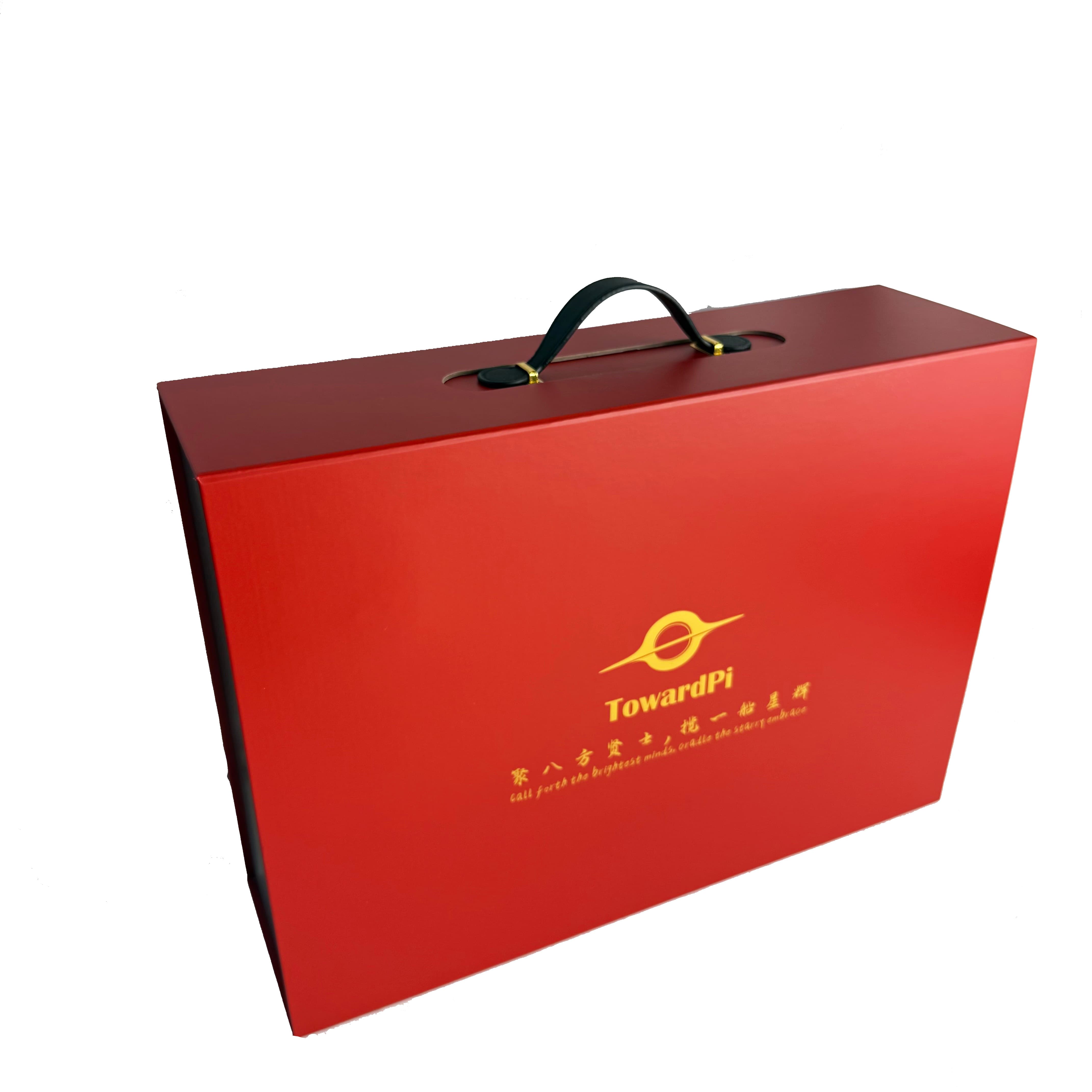 Custom Logo Printing Luxury Magnetic Foldable Flip Paper Box with PU Handle And Sponge Insert
